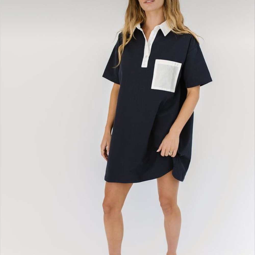 Crescent Navy and Cream Mini Dress